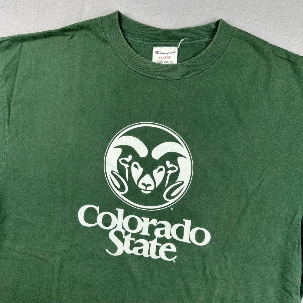 Champion Colorado State Rams T-Shirt XL Green Vintage Graphic Tee Cotton